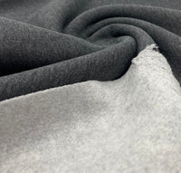 Charcoal Sweatshirting Fleece 260GSM Cotton Lycra 2 Way Stretch - T9 Fabrics