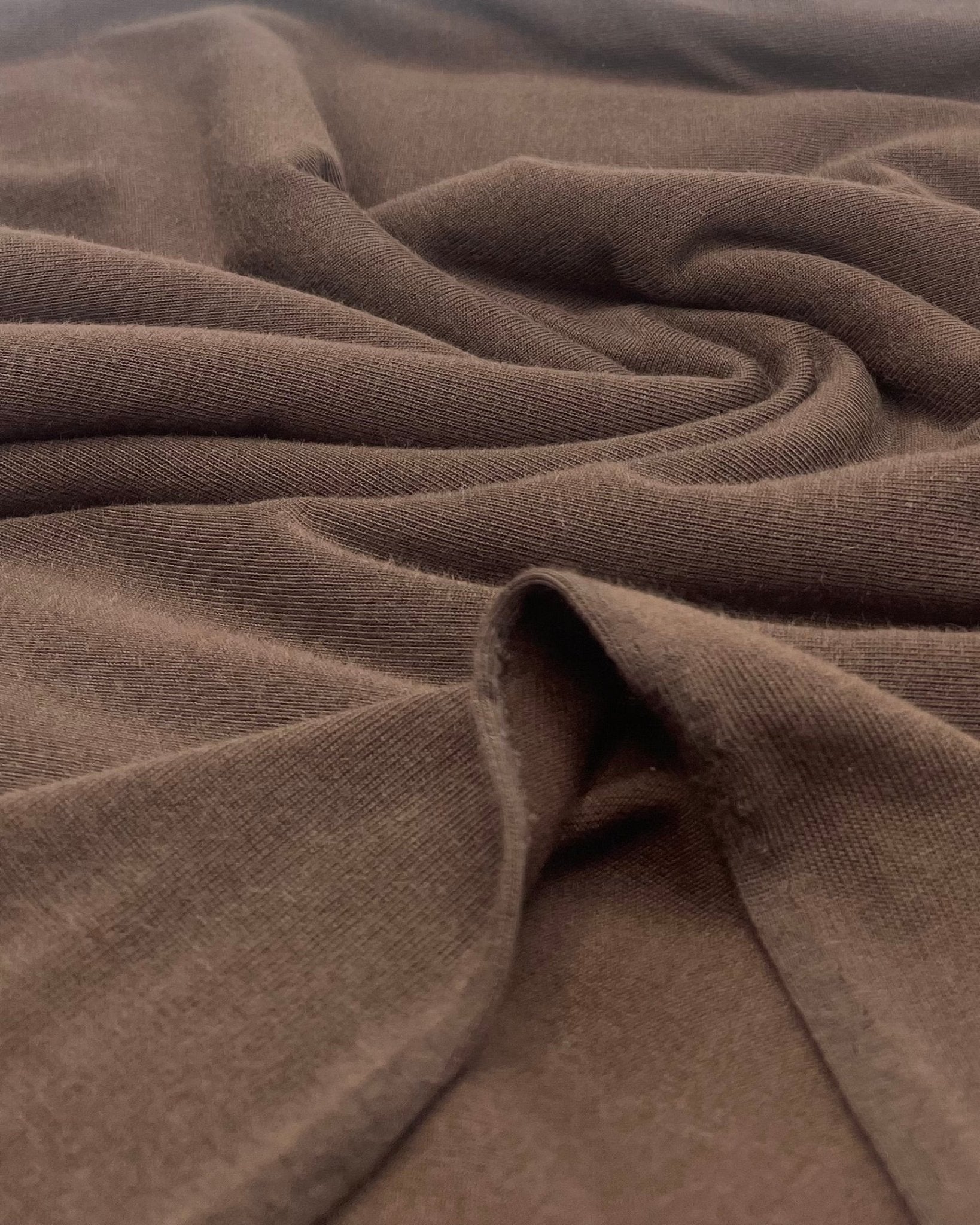 Chocolate Brown Lightweight Melange Knit Stretch Fabric - T9 Fabrics
