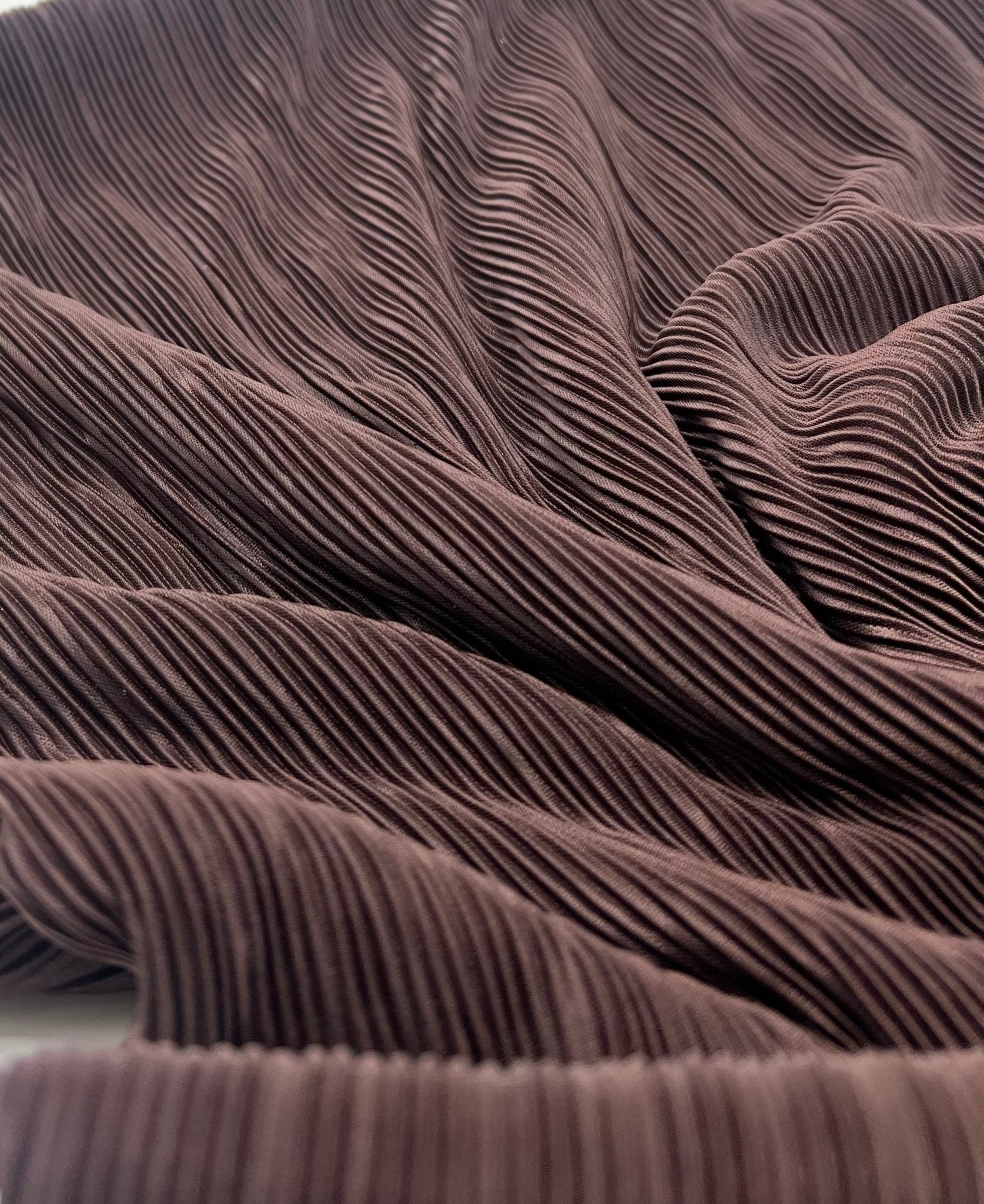 Chocolate Brown Plisse Pleated 2 Way Stretch Fabric - T9 Fabrics