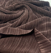 Chocolate Brown Plisse Pleated 2 Way Stretch Fabric - T9 Fabrics