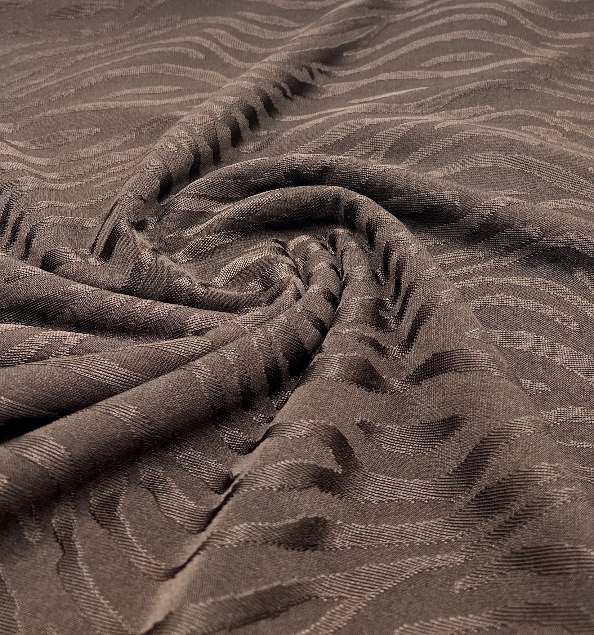 Chocolate Brown Slinky Zebra Jacquard Stretch Fabric - T9 Fabrics