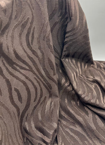 Chocolate Brown Slinky Zebra Jacquard Stretch Fabric - T9 Fabrics