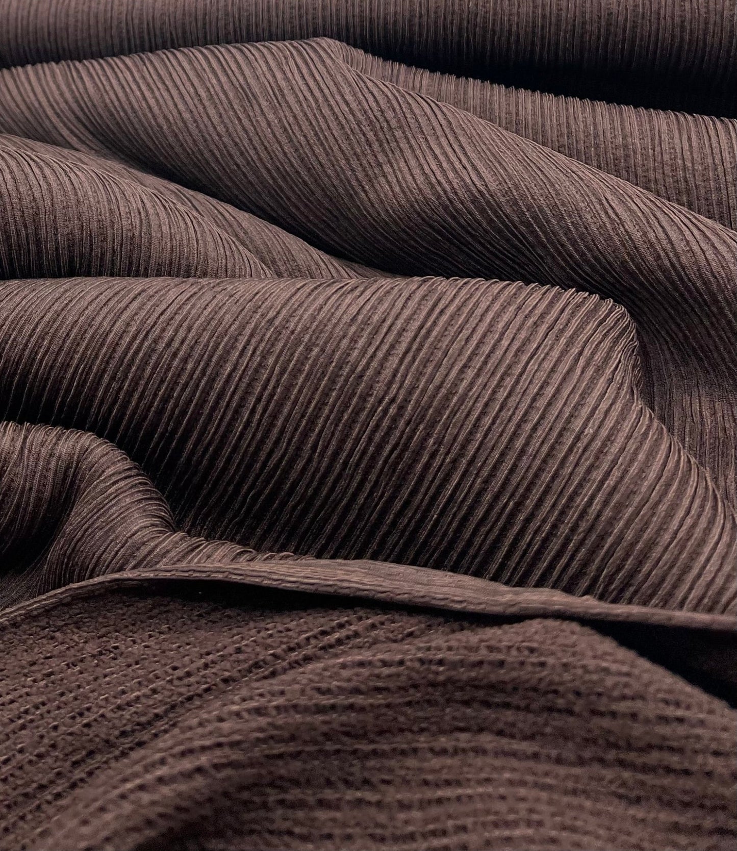 Chocolate Brown Stripe Ripple Textured 4 Way Stretch Fabric - T9 Fabrics