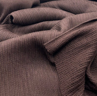 Chocolate Brown Stripe Ripple Textured 4 Way Stretch Fabric - T9 Fabrics