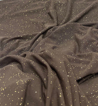 Chocolate Gold Glitter Sparkle Mesh Fabric Stretch - T9 Fabrics