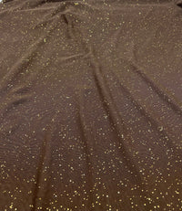 Chocolate Gold Glitter Sparkle Mesh Fabric Stretch - T9 Fabrics