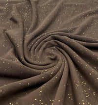Chocolate Gold Glitter Sparkle Mesh Fabric Stretch - T9 Fabrics