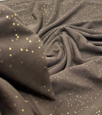 Chocolate Gold Glitter Sparkle Mesh Fabric Stretch - T9 Fabrics