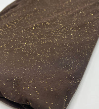Chocolate Gold Glitter Sparkle Mesh Fabric Stretch - T9 Fabrics