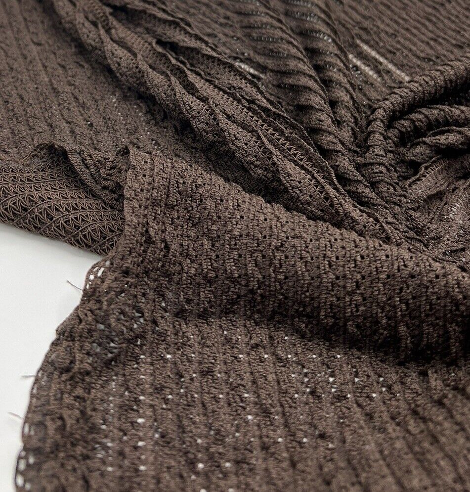 Chocolate Ruffle Knitted Fabric - T9 Fabrics