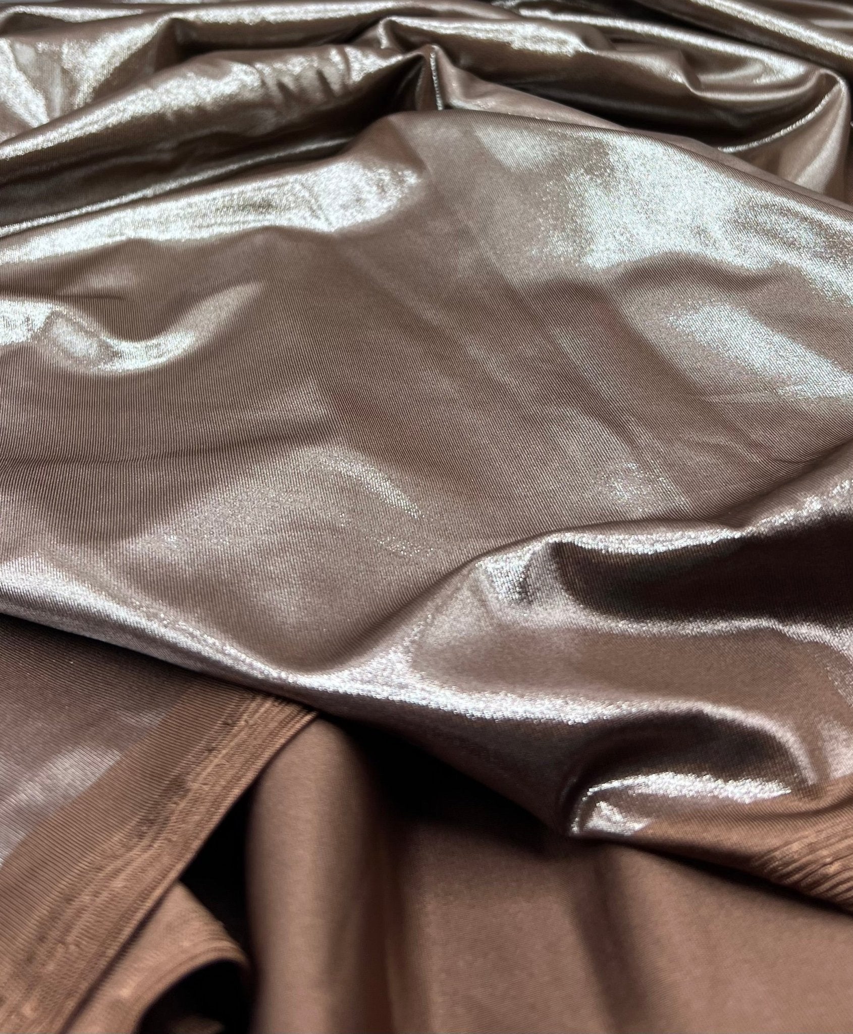 Chocolate Shiny Foil Swimwear / Sportswear Fabric - T9 Fabrics