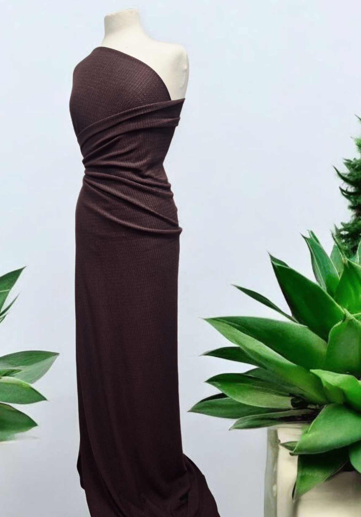 Chocolate Textured Santiago 2 Way Stretch Fabric - T9 Fabrics