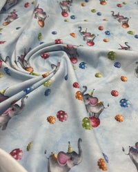 Circus Elephants Cotton Stretch Jersey 200 GSM 95/5 Lycra 4 Way Stretch - T9 Fabrics