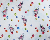 Circus Elephants Cotton Stretch Jersey 200 GSM 95/5 Lycra 4 Way Stretch - T9 Fabrics