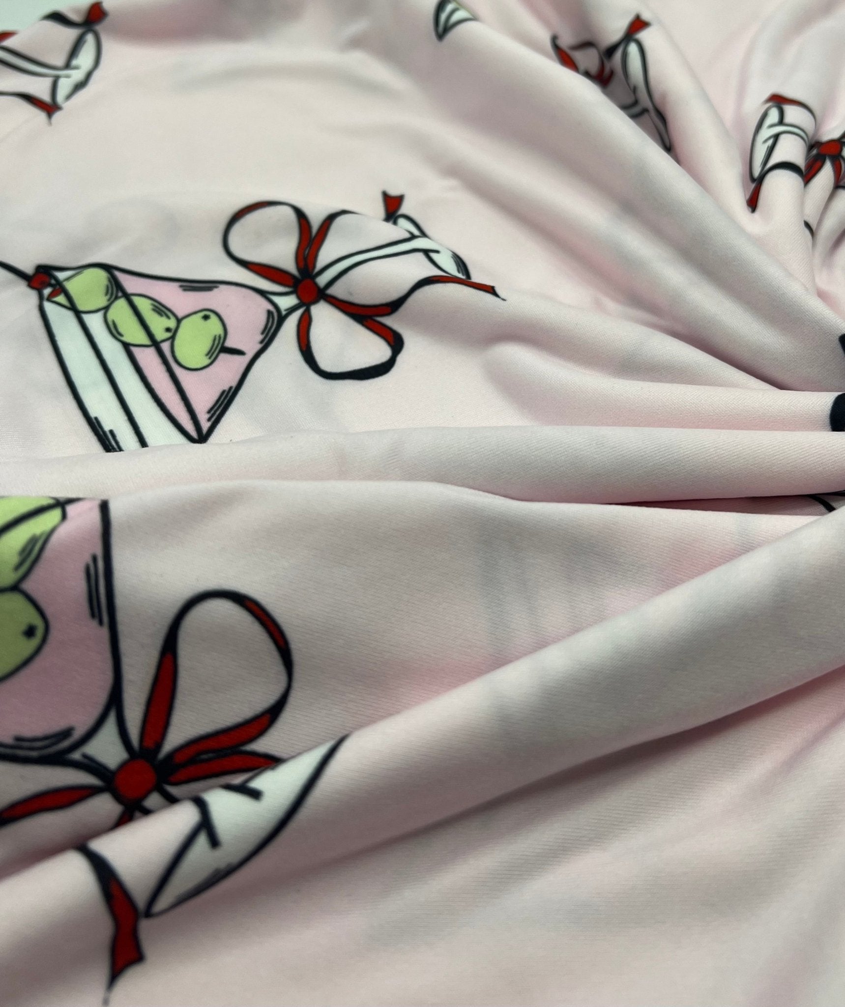 Cocktail Party Super Soft Print Spun Poly Stretch Fabric - T9 Fabrics