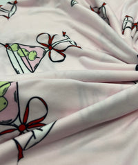 Cocktail Party Super Soft Print Spun Poly Stretch Fabric - T9 Fabrics