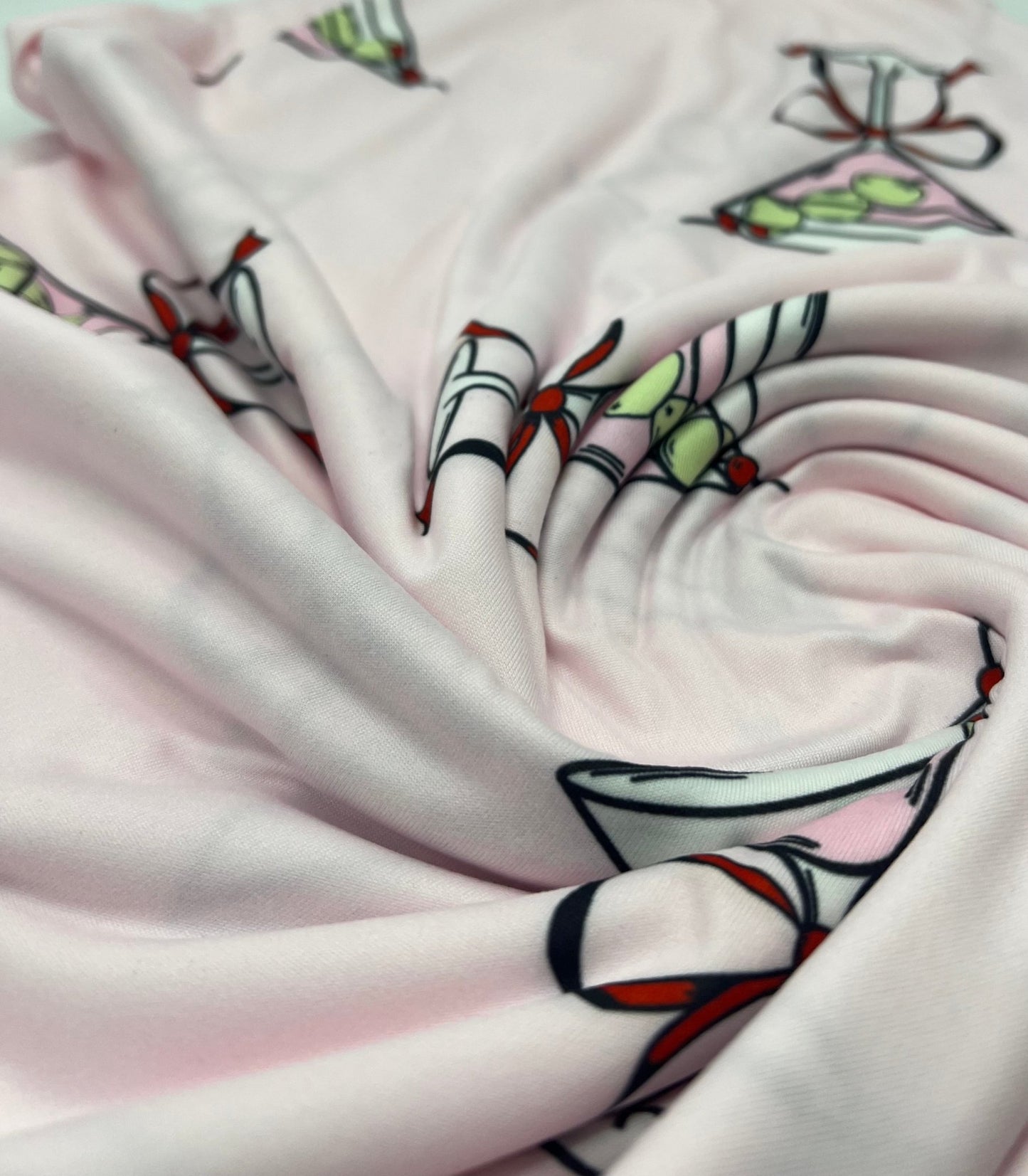 Cocktail Party Super Soft Print Spun Poly Stretch Fabric - T9 Fabrics