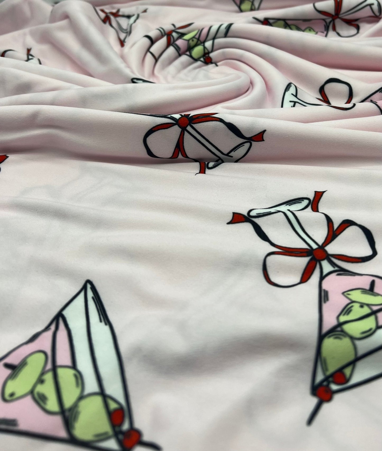 Cocktail Party Super Soft Print Spun Poly Stretch Fabric - T9 Fabrics