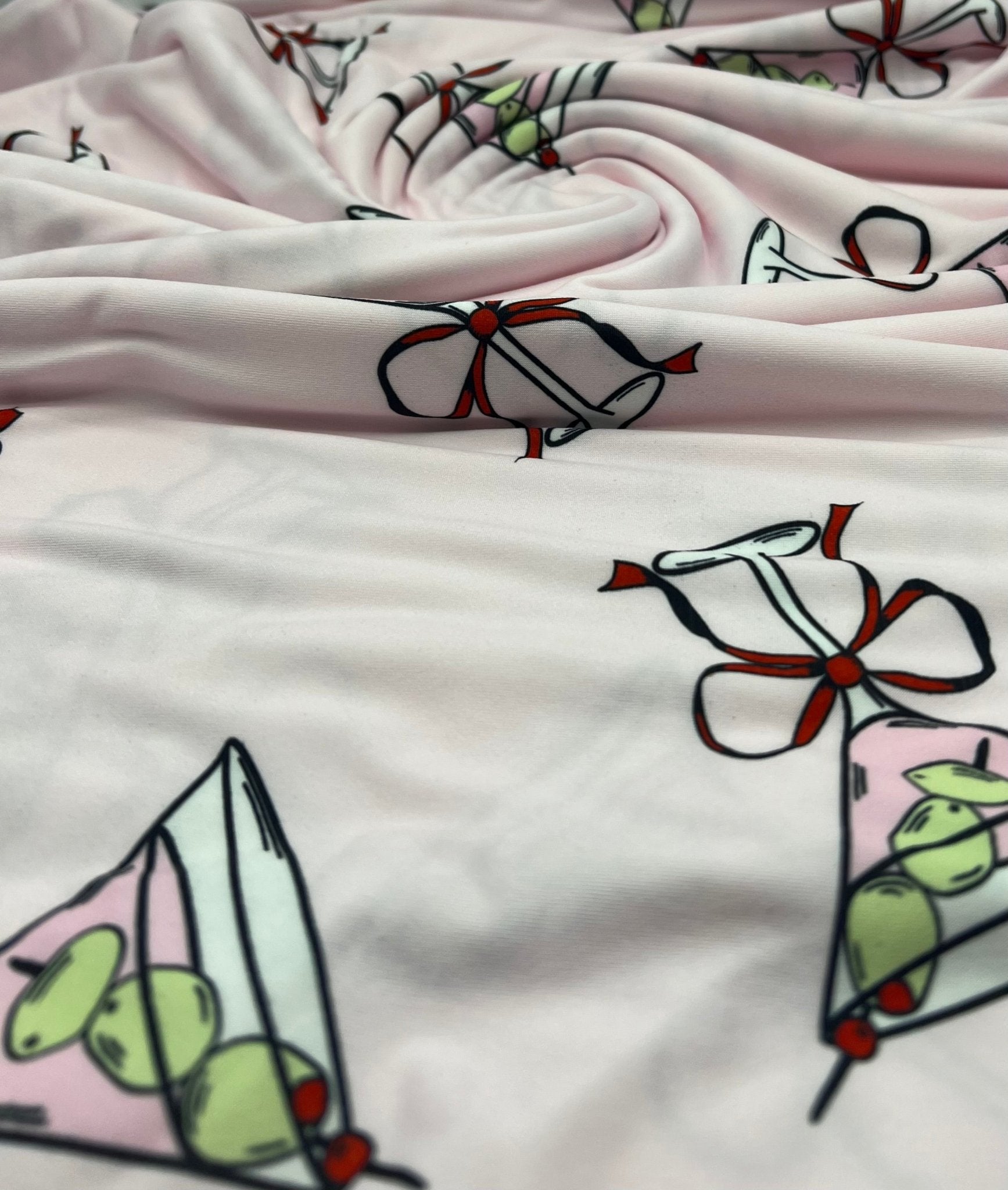 Cocktail Party Super Soft Print Spun Poly Stretch Fabric - T9 Fabrics