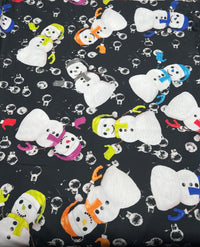 Colorful Scarves Snowman Print Soft Spun Poly Stretch Fabric - T9 Fabrics