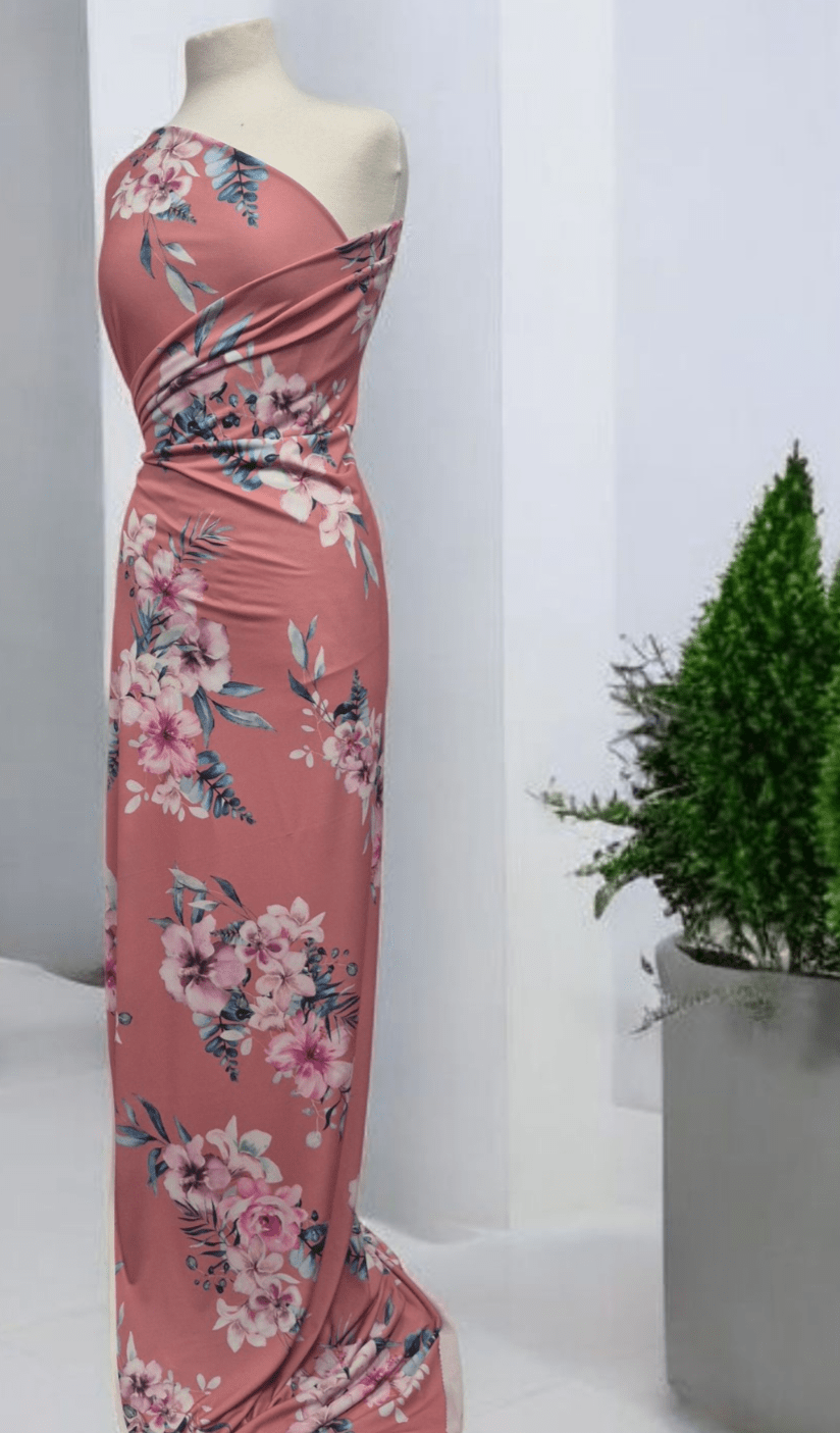 Coral Large Floral ITY Fabric - T9 Fabrics