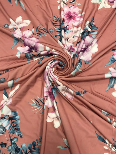 Coral Large Floral ITY Fabric - T9 Fabrics