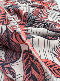 Coral Leaf Printed Chiffon Dress Fabric - T9 Fabrics