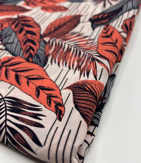 Coral Leaf Printed Chiffon Dress Fabric - T9 Fabrics