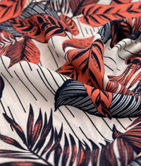 Coral Leaf Printed Chiffon Dress Fabric - T9 Fabrics