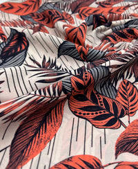 Coral Leaf Printed Chiffon Dress Fabric - T9 Fabrics