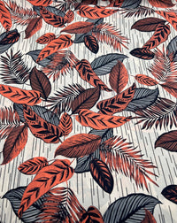 Coral Leaf Printed Chiffon Dress Fabric - T9 Fabrics