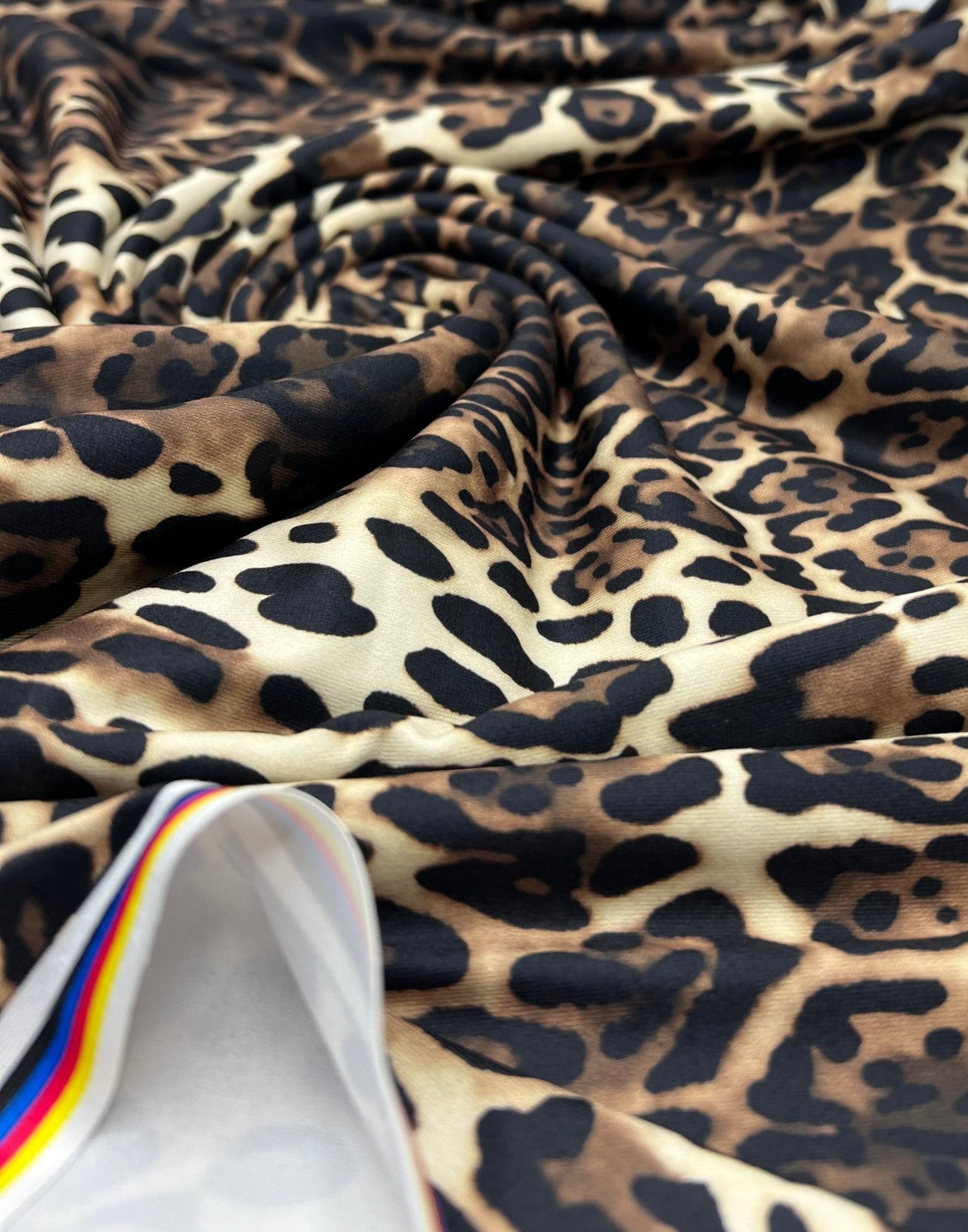 Cream Brown Animal Super Soft Print Spun Poly Stretch Fabric - T9 Fabrics