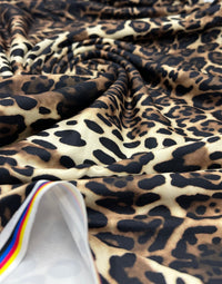 Cream Brown Animal Super Soft Print Spun Poly Stretch Fabric - T9 Fabrics