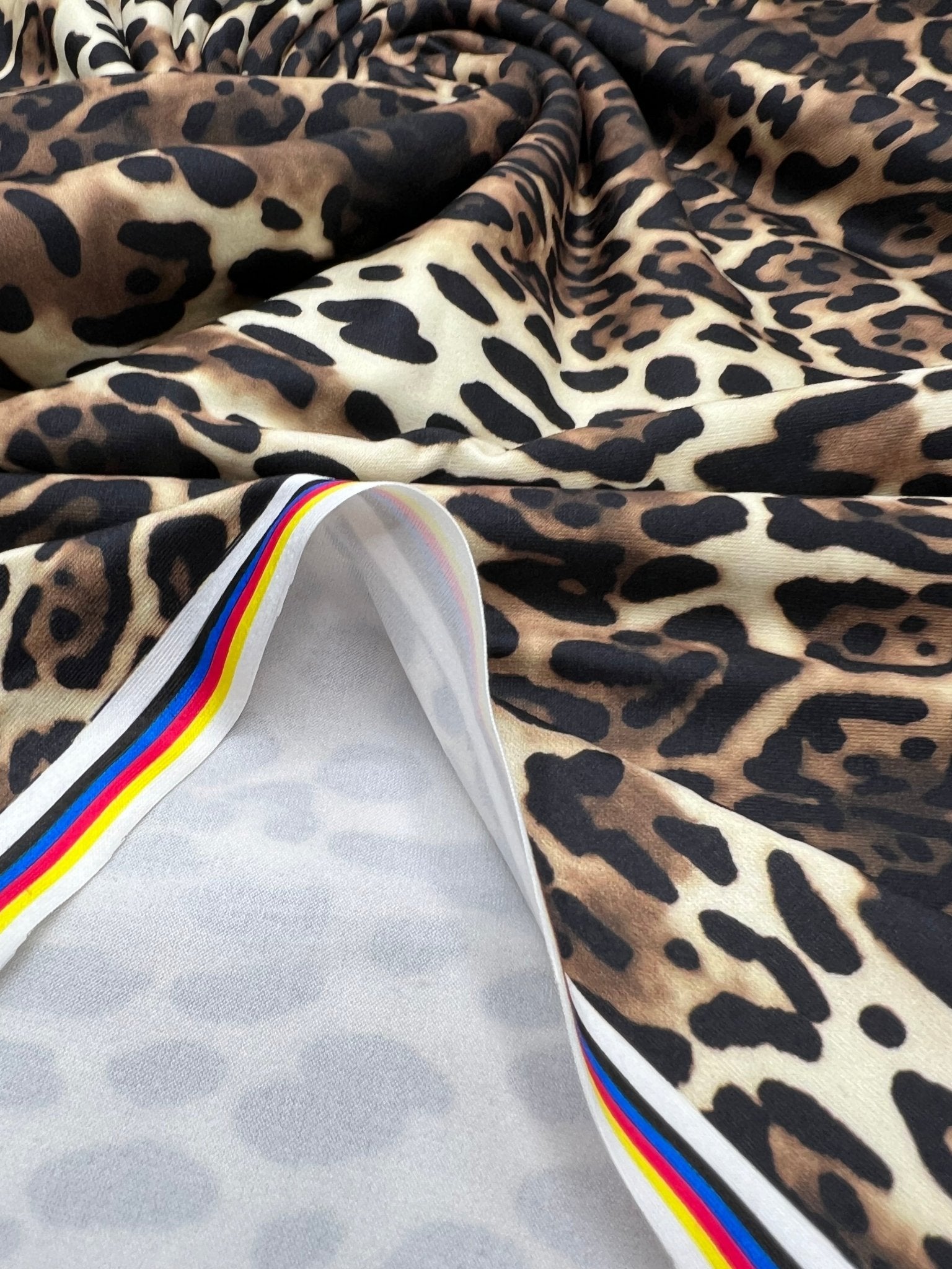 Cream Brown Animal Super Soft Print Spun Poly Stretch Fabric - T9 Fabrics