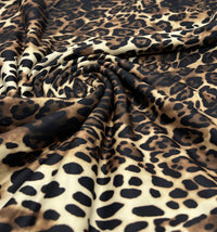 Cream Brown Animal Super Soft Print Spun Poly Stretch Fabric - T9 Fabrics