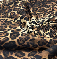 Cream Brown Animal Super Soft Print Spun Poly Stretch Fabric - T9 Fabrics