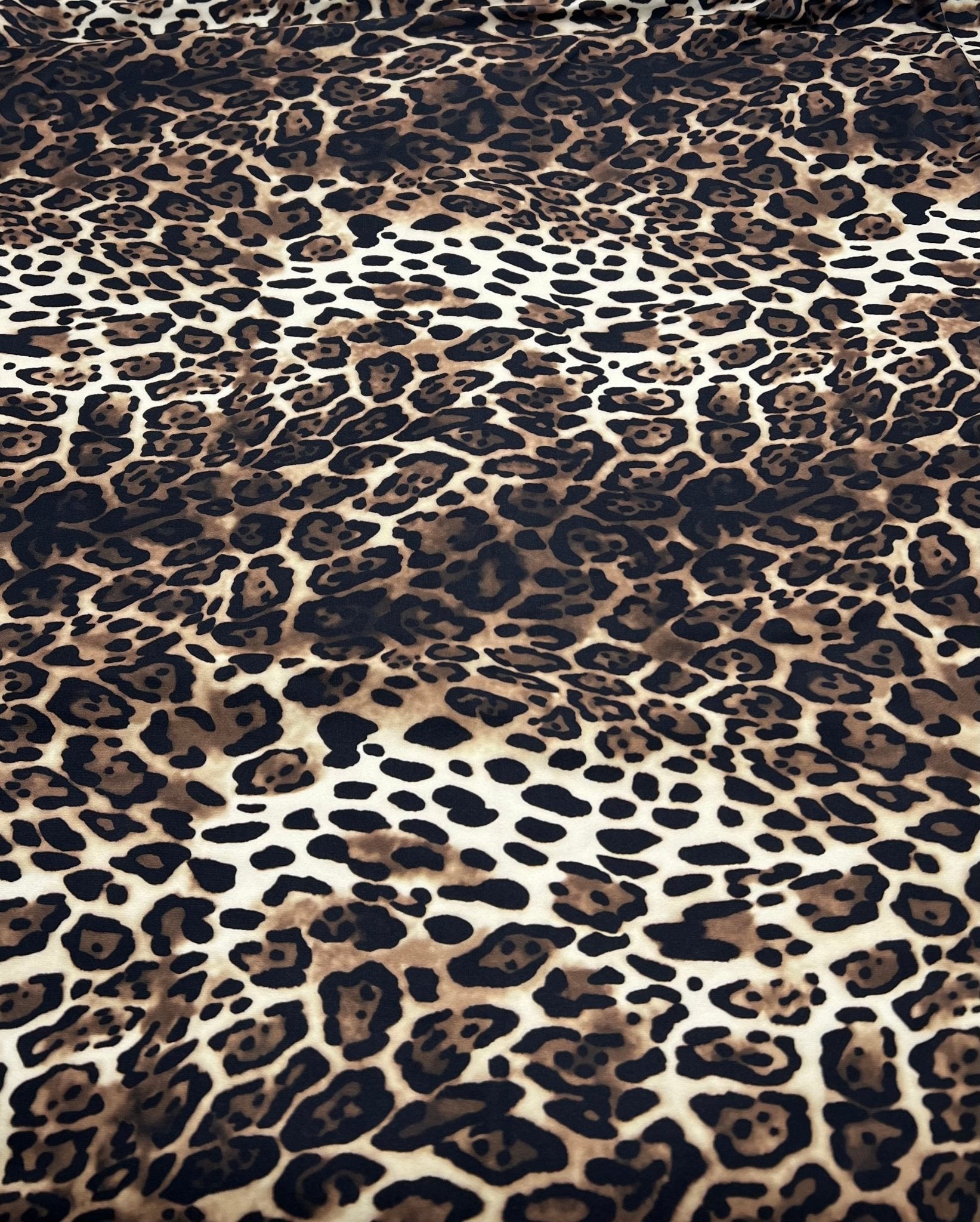 Cream Brown Animal Super Soft Print Spun Poly Stretch Fabric - T9 Fabrics