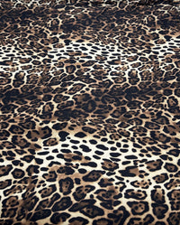 Cream Brown Animal Super Soft Print Spun Poly Stretch Fabric - T9 Fabrics