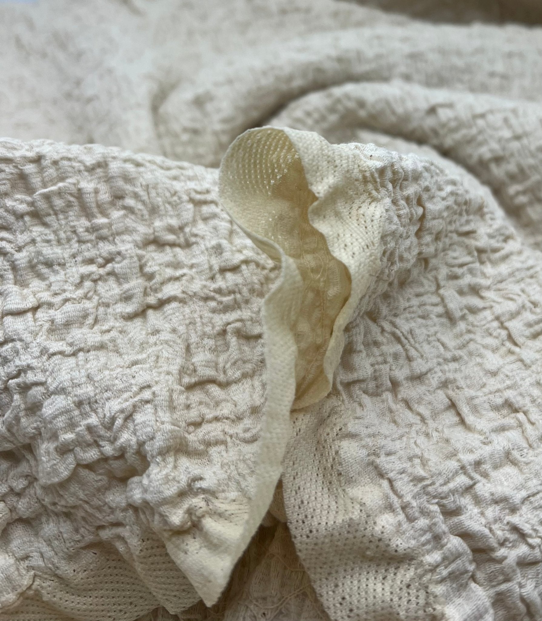 Cream Extra Textured Popcorn Stretch Fabric - T9 Fabrics
