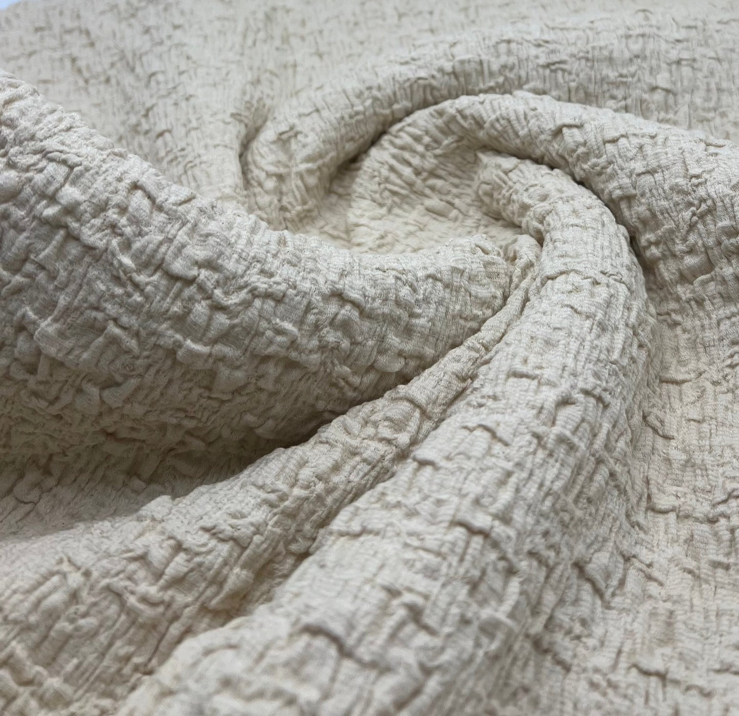 Cream Extra Textured Popcorn Stretch Fabric - T9 Fabrics