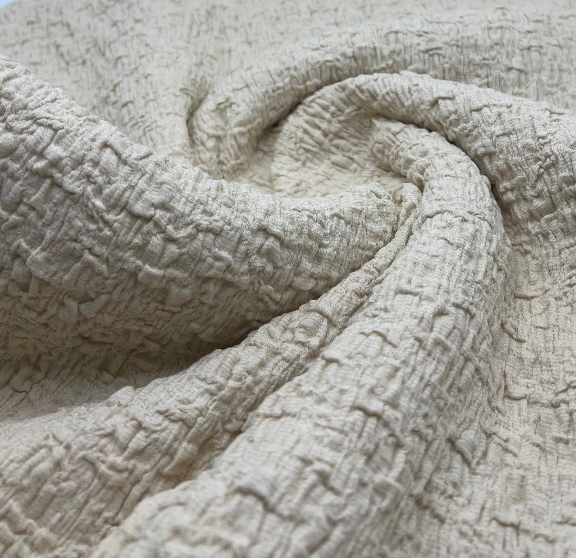 Cream Extra Textured Popcorn Stretch Fabric - T9 Fabrics