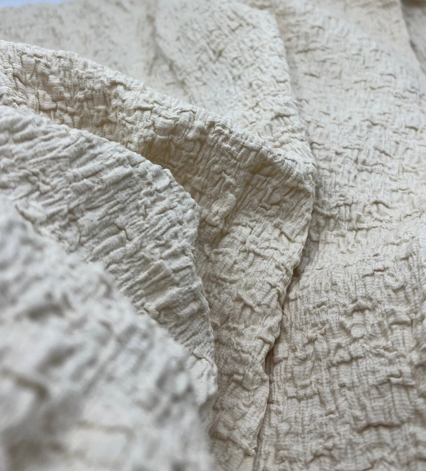 Cream Extra Textured Popcorn Stretch Fabric - T9 Fabrics