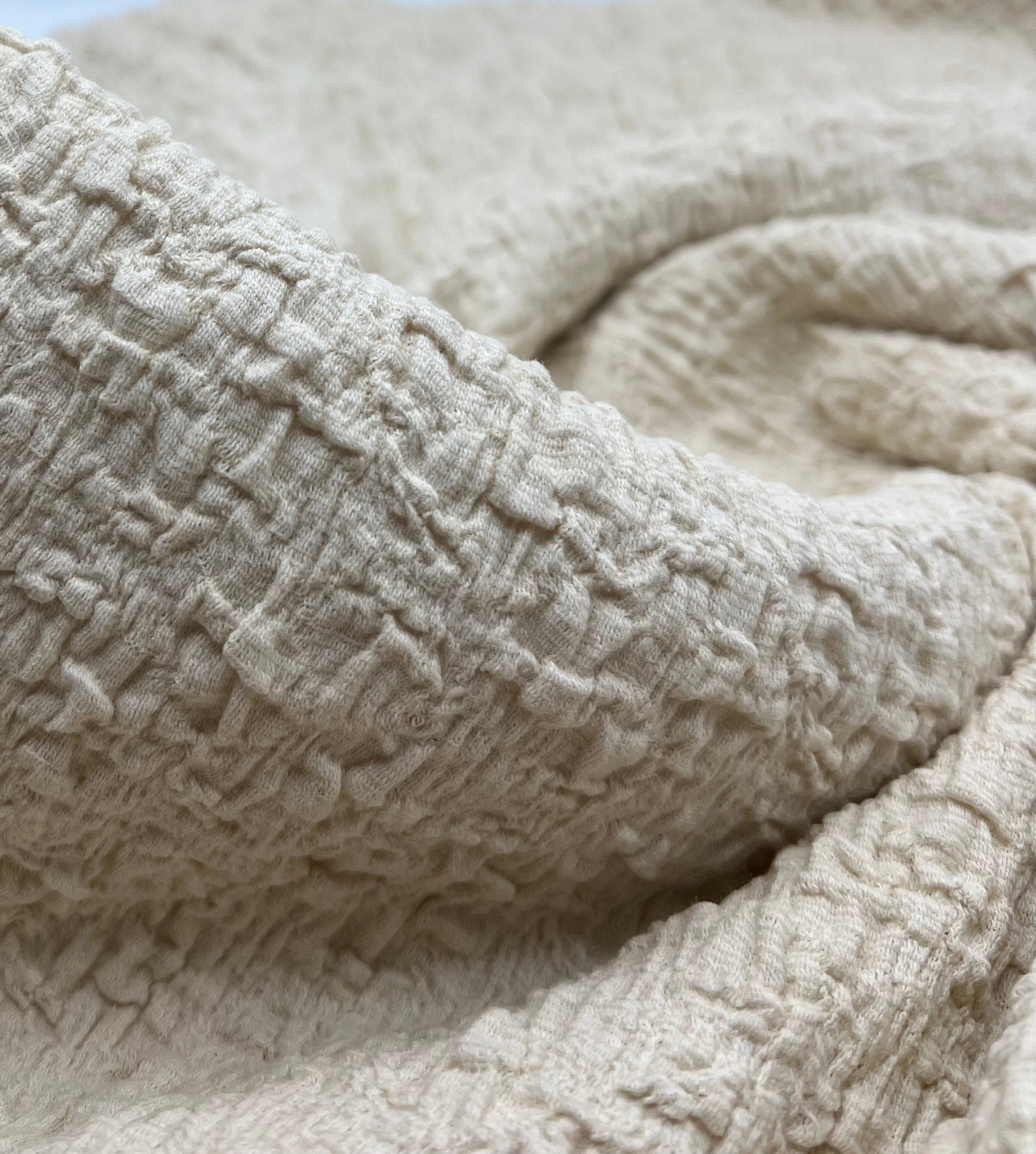Cream Extra Textured Popcorn Stretch Fabric - T9 Fabrics