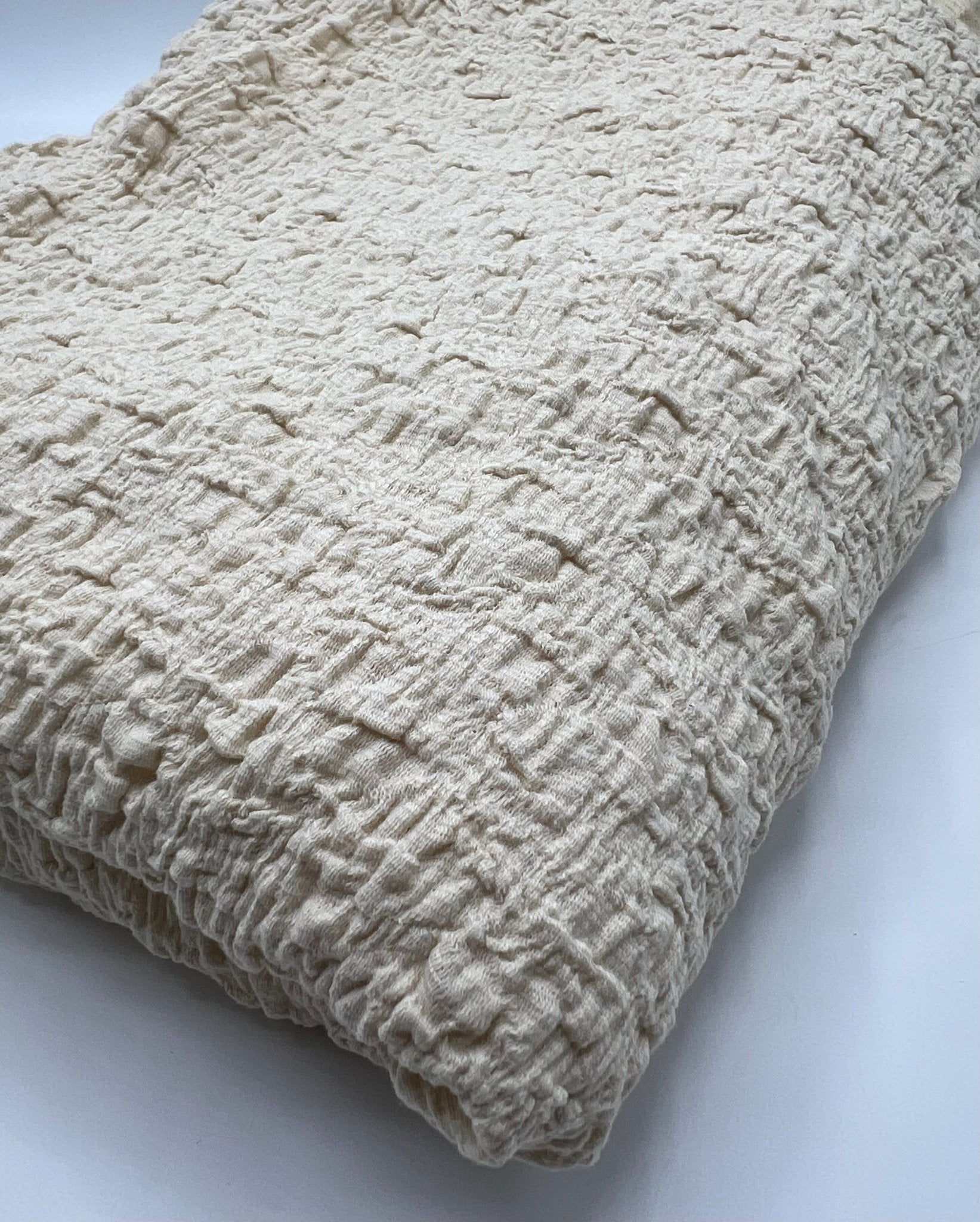 Cream Extra Textured Popcorn Stretch Fabric - T9 Fabrics