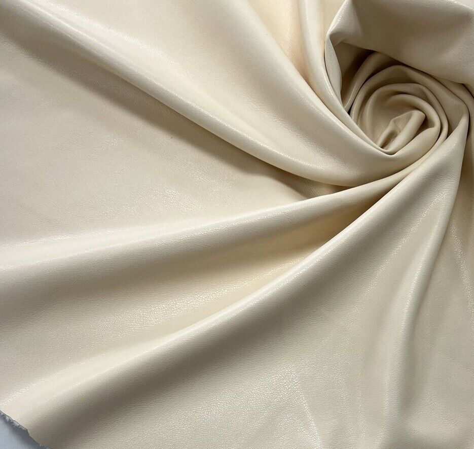 Cream Faux Leather Leatherette Stretch Fabric - T9 Fabrics