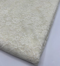 Cream Floral Lace Fabric Stretch - T9 Fabrics