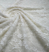 Cream Floral Lace Fabric Stretch - T9 Fabrics