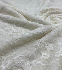Cream Floral Lace Fabric Stretch - T9 Fabrics