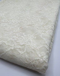 Cream Floral Lace Fabric Stretch - T9 Fabrics