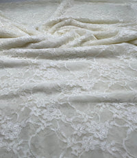 Cream Floral Lace Fabric Stretch - T9 Fabrics